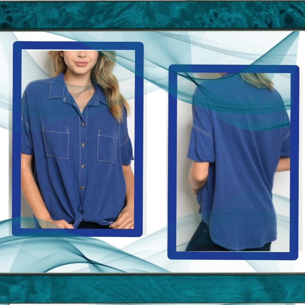 CLOSING New Short Sleeve Tunic Button Up